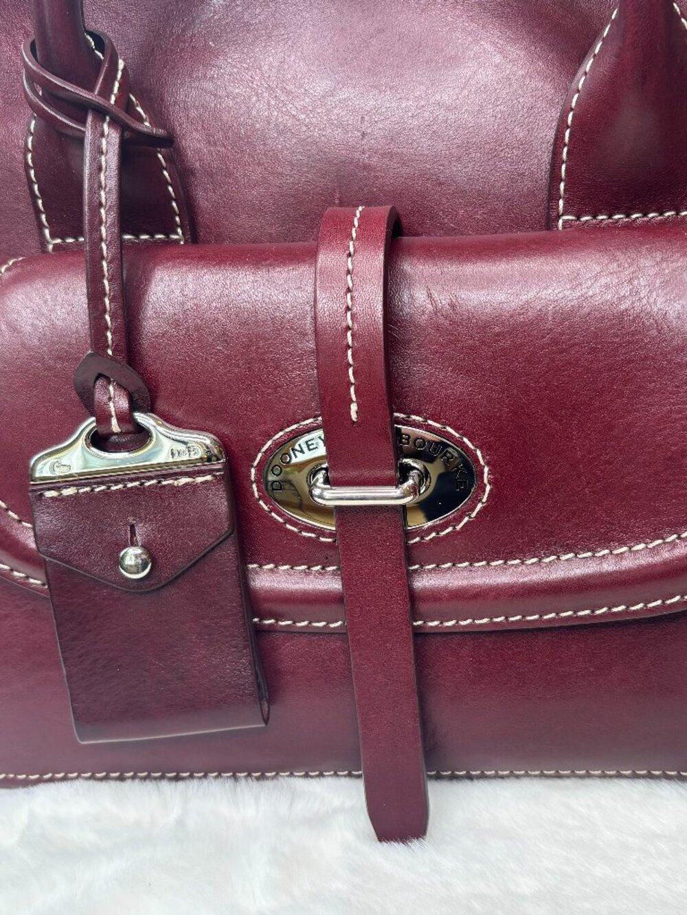 Dooney & Bourke Bordeaux Florentine Toscana Leather Front Pocket Satchel-Like Ne - Picture 8 of 16